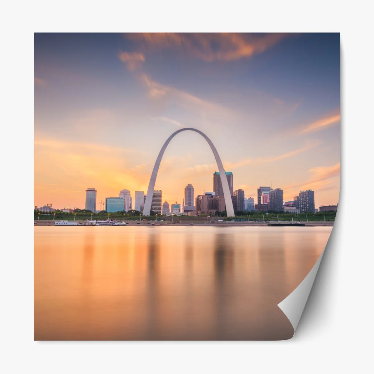 Repositionierbarer Aufkleber St. Louis skyline bei dämmerung – Wallnifity® Repositionierbarer Aufkleber St. Louis skyline bei dämmerung – Wallnifity®