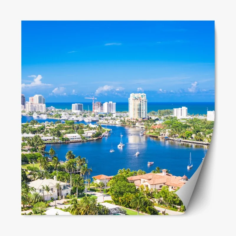 Repositionierbarer Aufkleber Fort Lauderdale stadtskyline am meer
