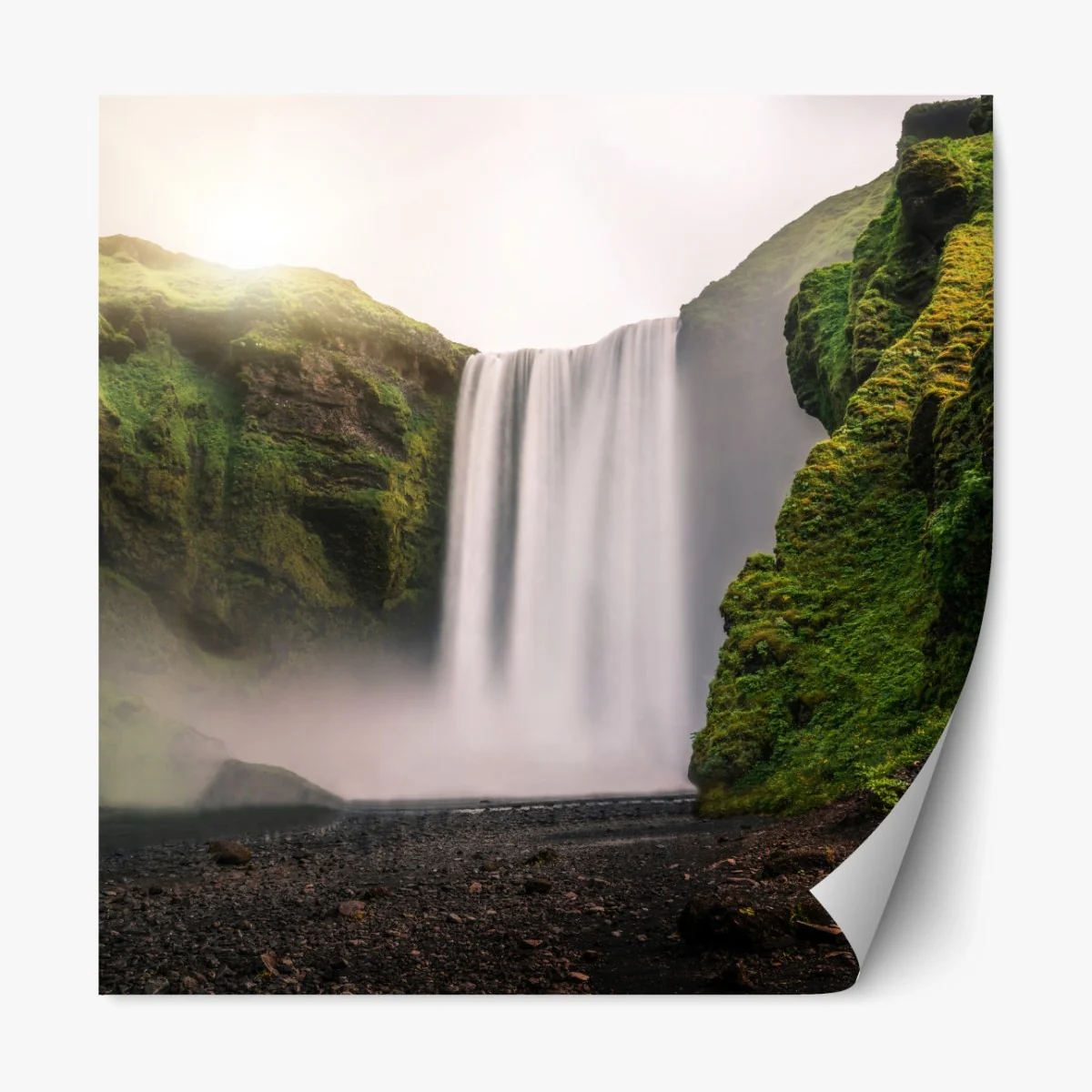 Repositionierbarer Aufkleber majestätischer wasserfall Skogafoss – Wallnifity®