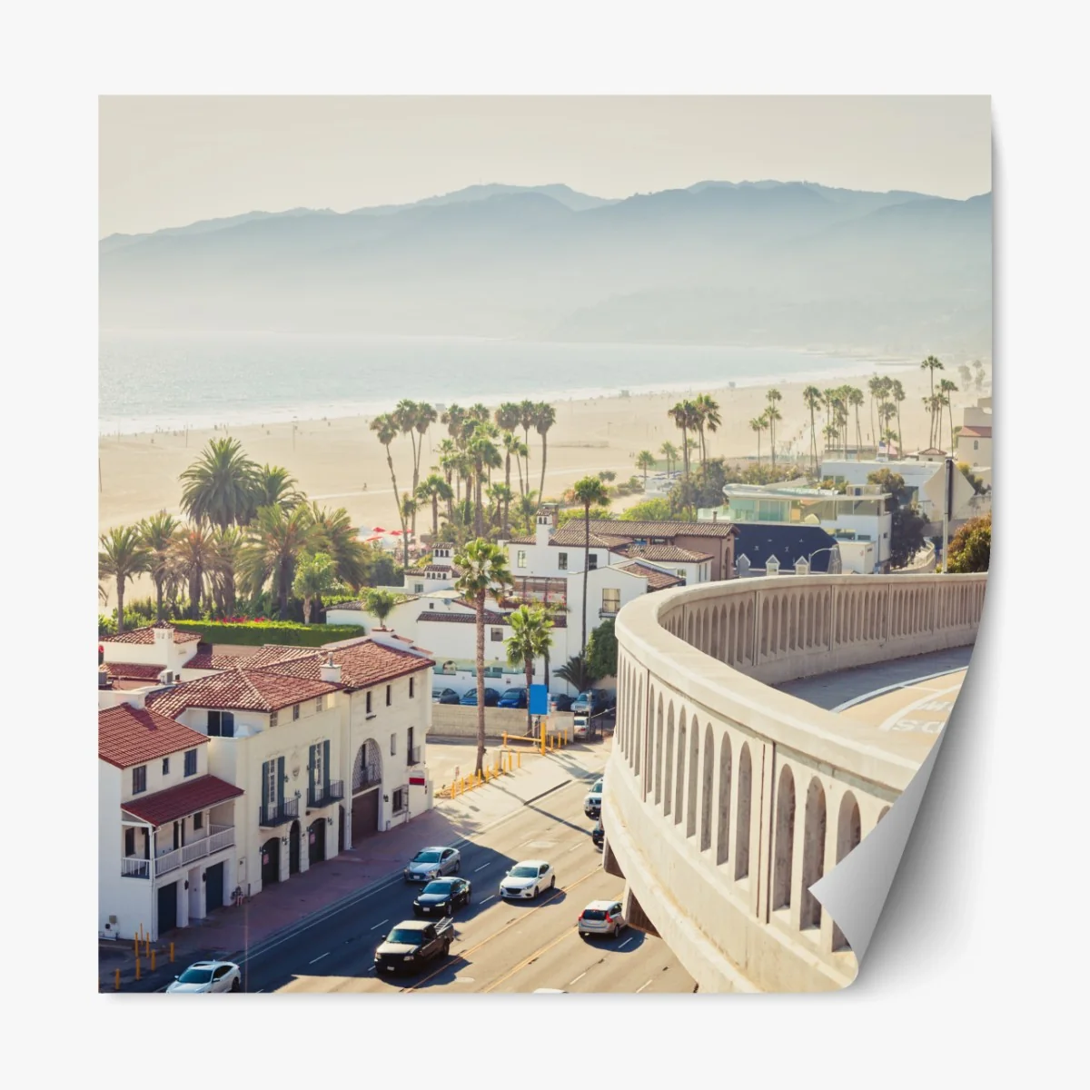 Repositionierbarer Aufkleber Santa Monica küstenpanorama – Wallnifity®