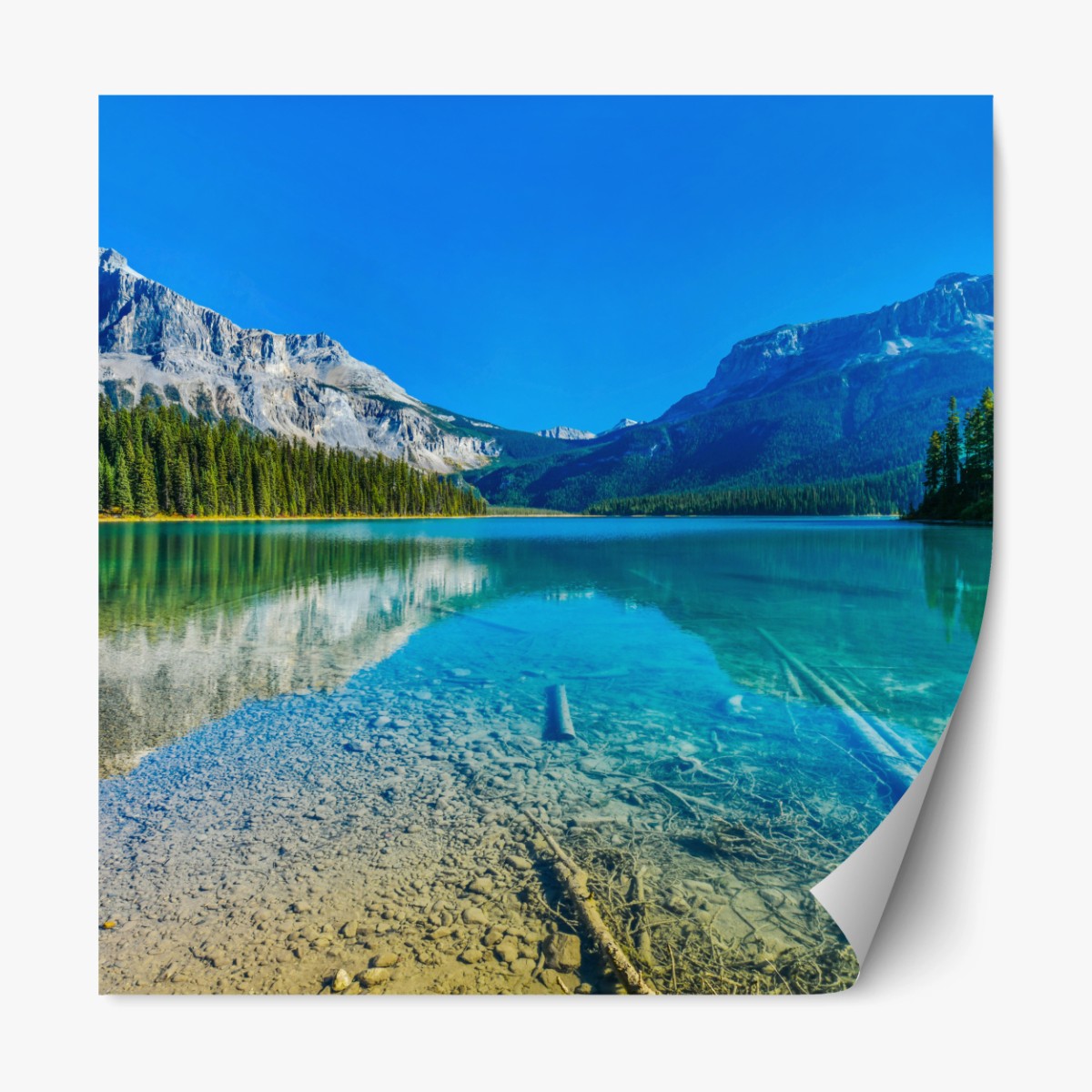 Repositionierbarer Aufkleber türkises alpensee mit bergreflexionen – Wallnifity® Repositionierbarer Aufkleber türkises alpensee mit bergreflexionen – Wallnifity®