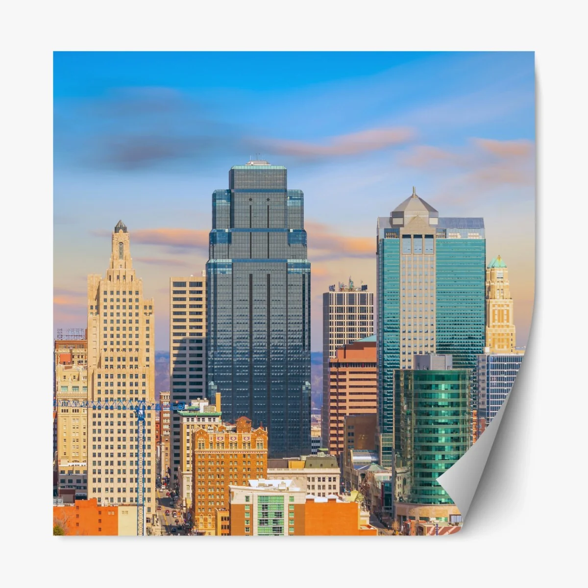 Repositionierbarer Aufkleber Kansas City skyline bei sonnenuntergang – Wallnifity® Repositionierbarer Aufkleber Kansas City skyline bei sonnenuntergang – Wallnifity®