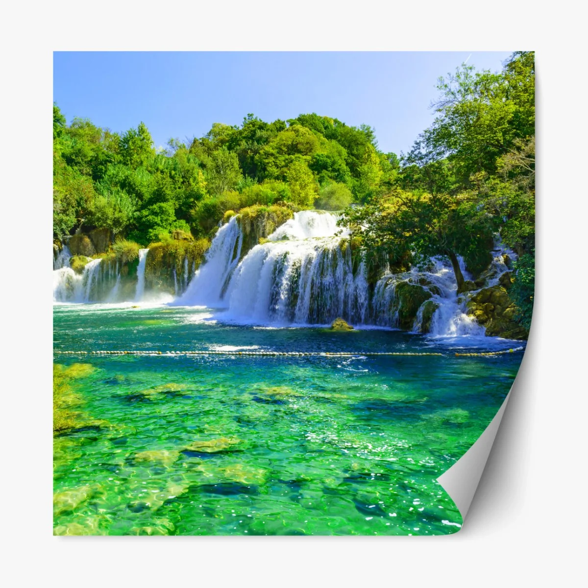 Repositionierbarer Aufkleber smaragdgrüner wasserfall – Wallnifity® Repositionierbarer Aufkleber smaragdgrüner wasserfall – Wallnifity®