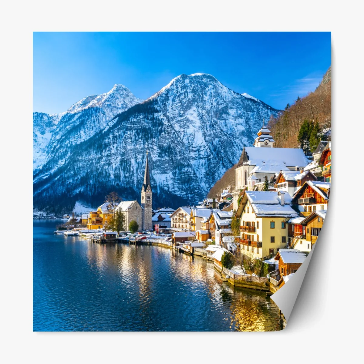 Repositionierbarer Aufkleber winterruhe in Hallstatt — alpendorf am see – Wallnifity® Repositionierbarer Aufkleber winterruhe in Hallstatt — alpendorf am see – Wallnifity®