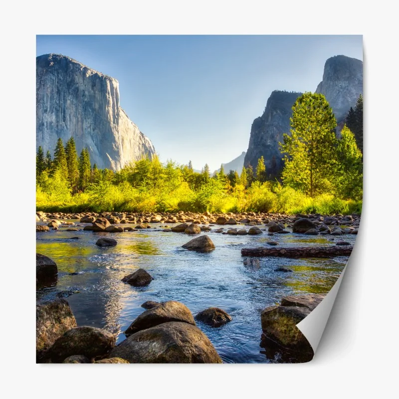 Repositionierbarer Aufkleber ruhiger wasserfall im wald – Wallnifity®