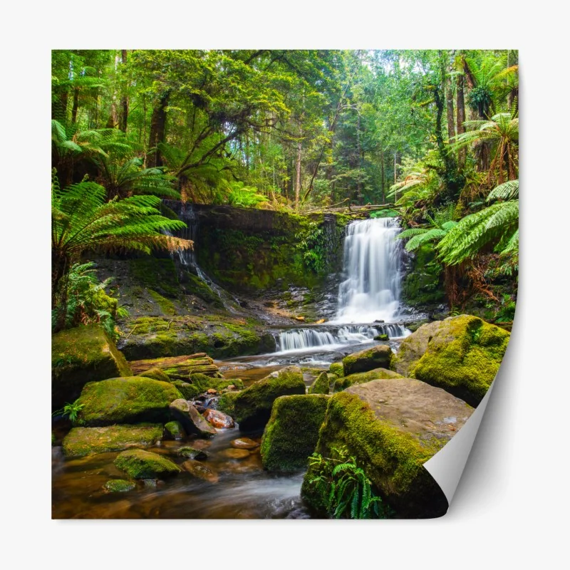 Repositionierbarer Aufkleber hohe berggipfel und ein sich windender weg – Wallnifity®