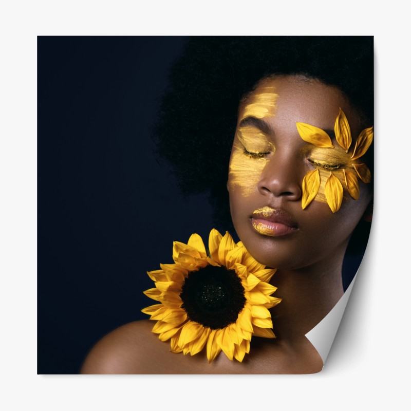 Repositionierbarer Aufkleber sonnenblumen muse: florales gesichtsporträt