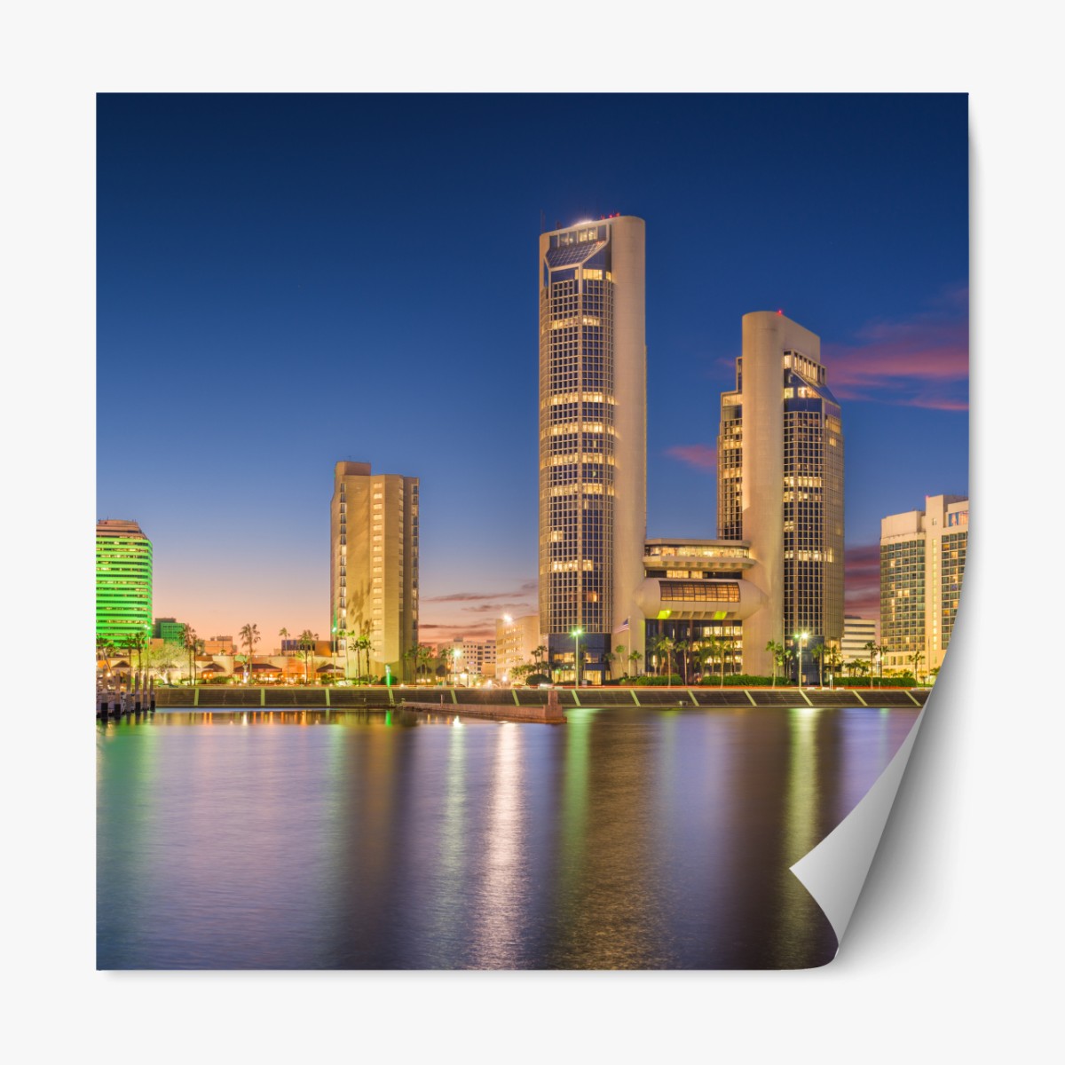 Repositionierbarer Aufkleber Corpus Christi skyline bei dämmerung – Wallnifity® Repositionierbarer Aufkleber Corpus Christi skyline bei dämmerung – Wallnifity®