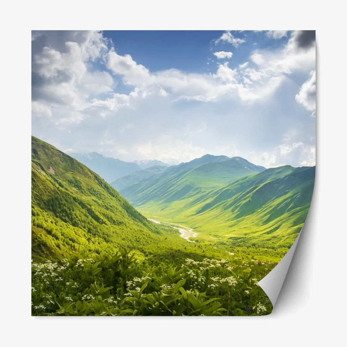 Repositionierbarer Aufkleber üppiges grünes tal – Wallnifity® Repositionierbarer Aufkleber üppiges grünes tal – Wallnifity®