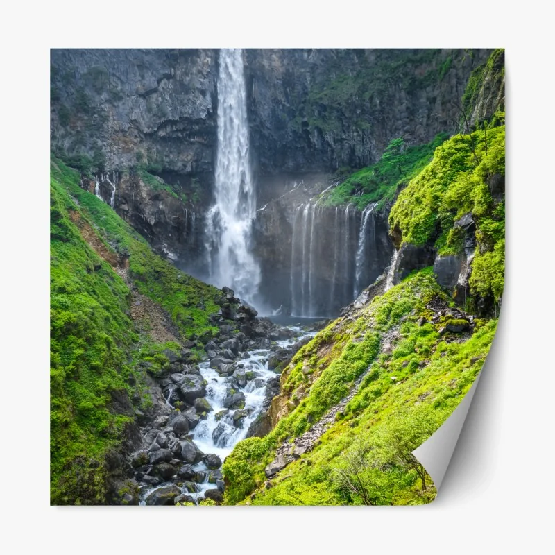 Repositionierbarer Aufkleber Kegon wasserfall Nikko landschaft