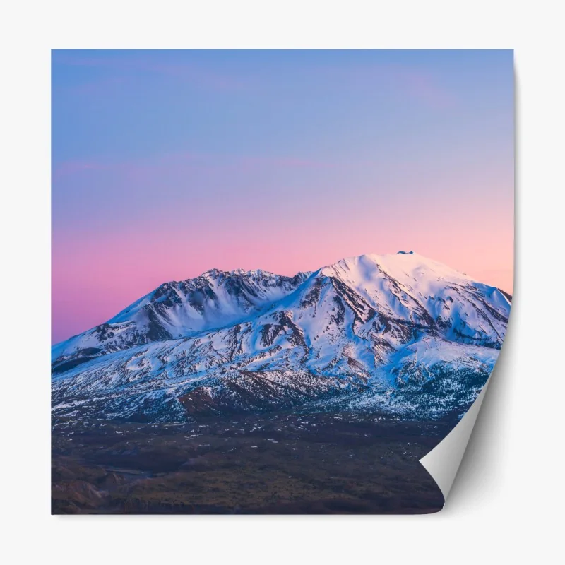 Repositionierbarer Aufkleber sonnenuntergang über Mount St. Helens im winter