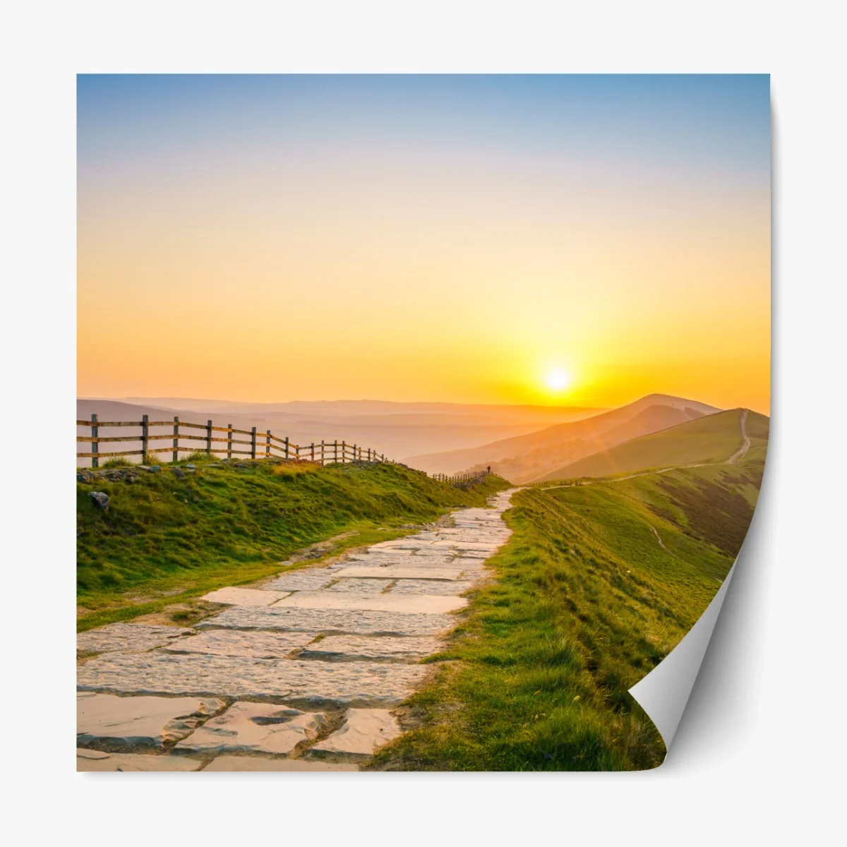 Repositionierbarer Aufkleber sonnenbeschienener gebirgskamm bei sonnenaufgang – Wallnifity® Repositionierbarer Aufkleber sonnenbeschienener gebirgskamm bei sonnenaufgang – Wallnifity®