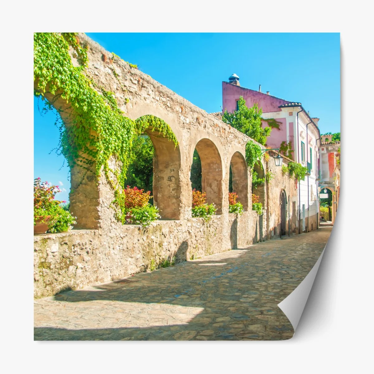 Repositionierbarer Aufkleber sonnige bögen in Ravello – Wallnifity® Repositionierbarer Aufkleber sonnige bögen in Ravello – Wallnifity®