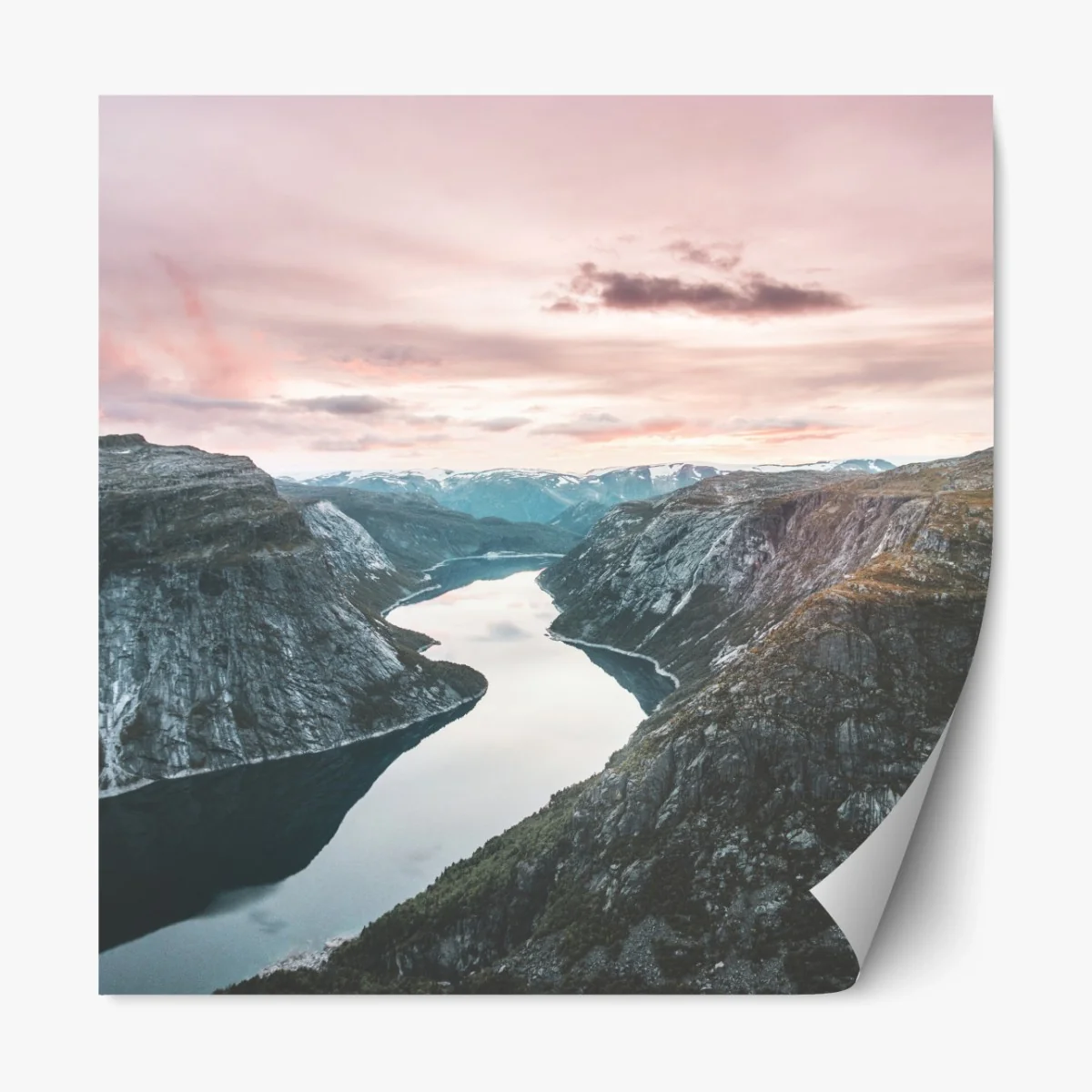 Repositionierbarer Aufkleber ruhiger fjord bei sonnenuntergang – Wallnifity® Repositionierbarer Aufkleber ruhiger fjord bei sonnenuntergang – Wallnifity®