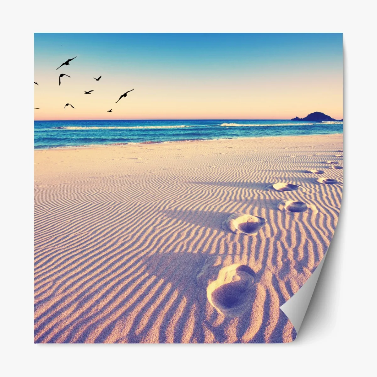 Repositionierbarer Aufkleber magische fußspuren am sommerstrand – Wallnifity® Repositionierbarer Aufkleber magische fußspuren am sommerstrand – Wallnifity®