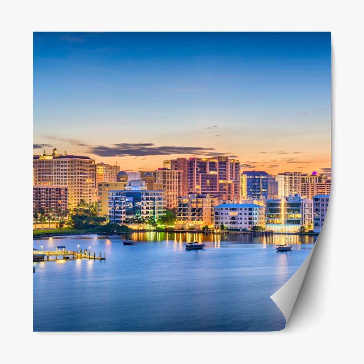 Repositionierbarer Aufkleber Sarasota bei dämmerung über der bucht – Wallnifity® Repositionierbarer Aufkleber Sarasota bei dämmerung über der bucht – Wallnifity®