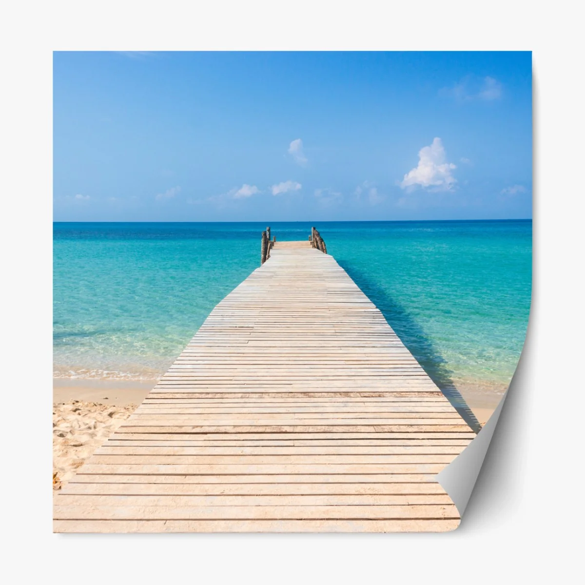 Repositionierbarer Aufkleber hölzerner steg zum türkisfarbenen meer – Wallnifity® Repositionierbarer Aufkleber hölzerner steg zum türkisfarbenen meer – Wallnifity®