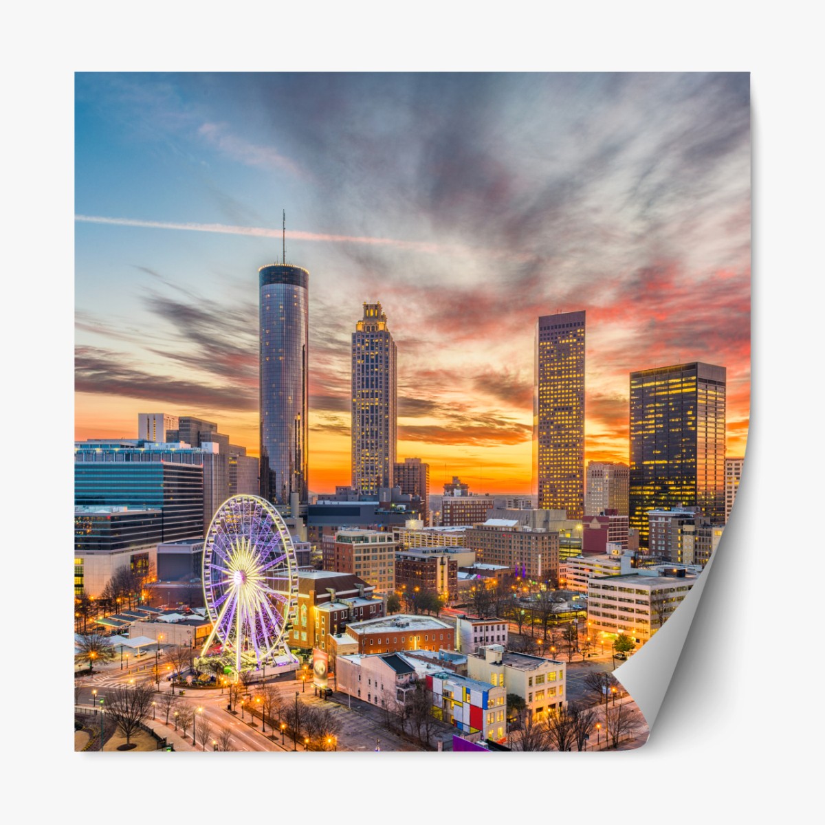 Repositionierbarer Aufkleber Atlanta skyline bei sonnenuntergang – Wallnifity®
