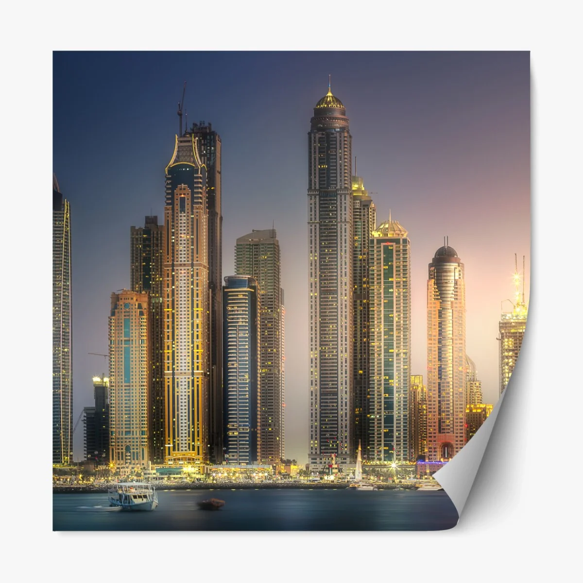 Repositionierbarer Aufkleber goldene stadtansicht bei dämmerung – Wallnifity® Repositionierbarer Aufkleber goldene stadtansicht bei dämmerung – Wallnifity®