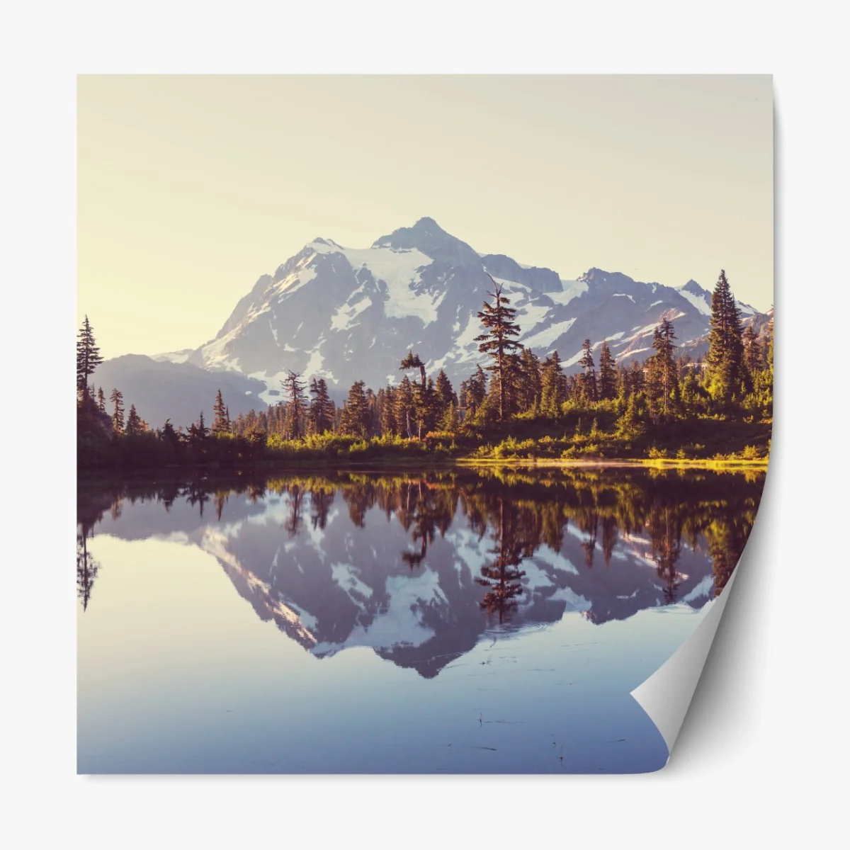 Repositionierbarer Aufkleber spiegelung von Mount Shuksan im bergsee – Wallnifity® Repositionierbarer Aufkleber spiegelung von Mount Shuksan im bergsee – Wallnifity®