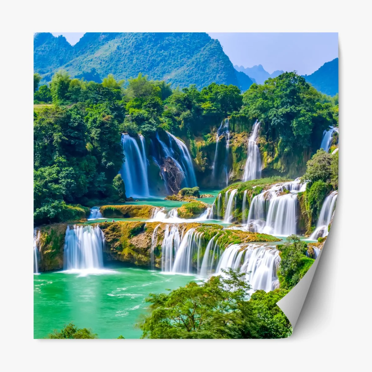 Repositionierbarer Aufkleber smaragdgrüne kaskaden – Wallnifity® Repositionierbarer Aufkleber smaragdgrüne kaskaden – Wallnifity®