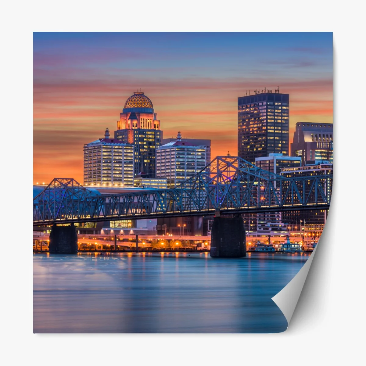 Repositionierbarer Aufkleber Louisville skyline bei sonnenuntergang – Wallnifity® Repositionierbarer Aufkleber Louisville skyline bei sonnenuntergang – Wallnifity®