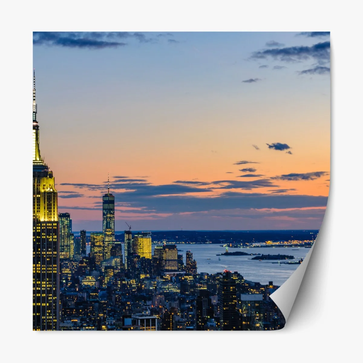 Repositionierbarer Aufkleber New York skyline bei dämmerung – Wallnifity® Repositionierbarer Aufkleber New York skyline bei dämmerung – Wallnifity®