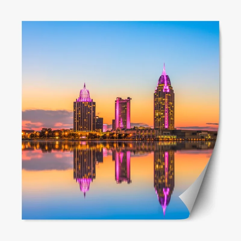 Repositionierbarer Aufkleber ruhige türkisfarbene küstenlinie über wüstenklippen – Wallnifity®