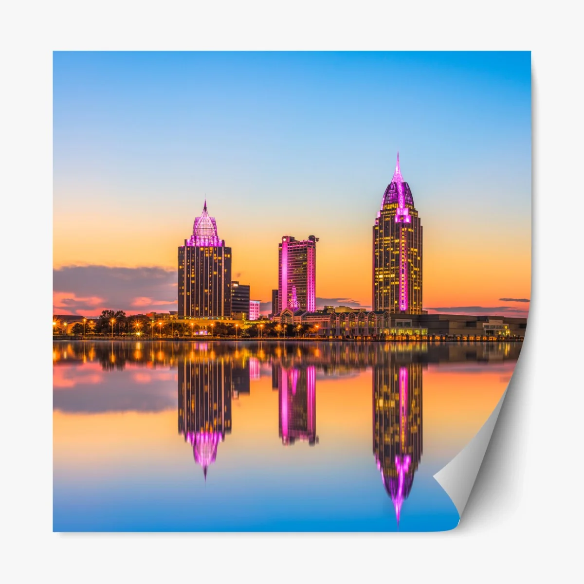 Repositionierbarer Aufkleber panorama von Mobile bei sonnenuntergang – Wallnifity®