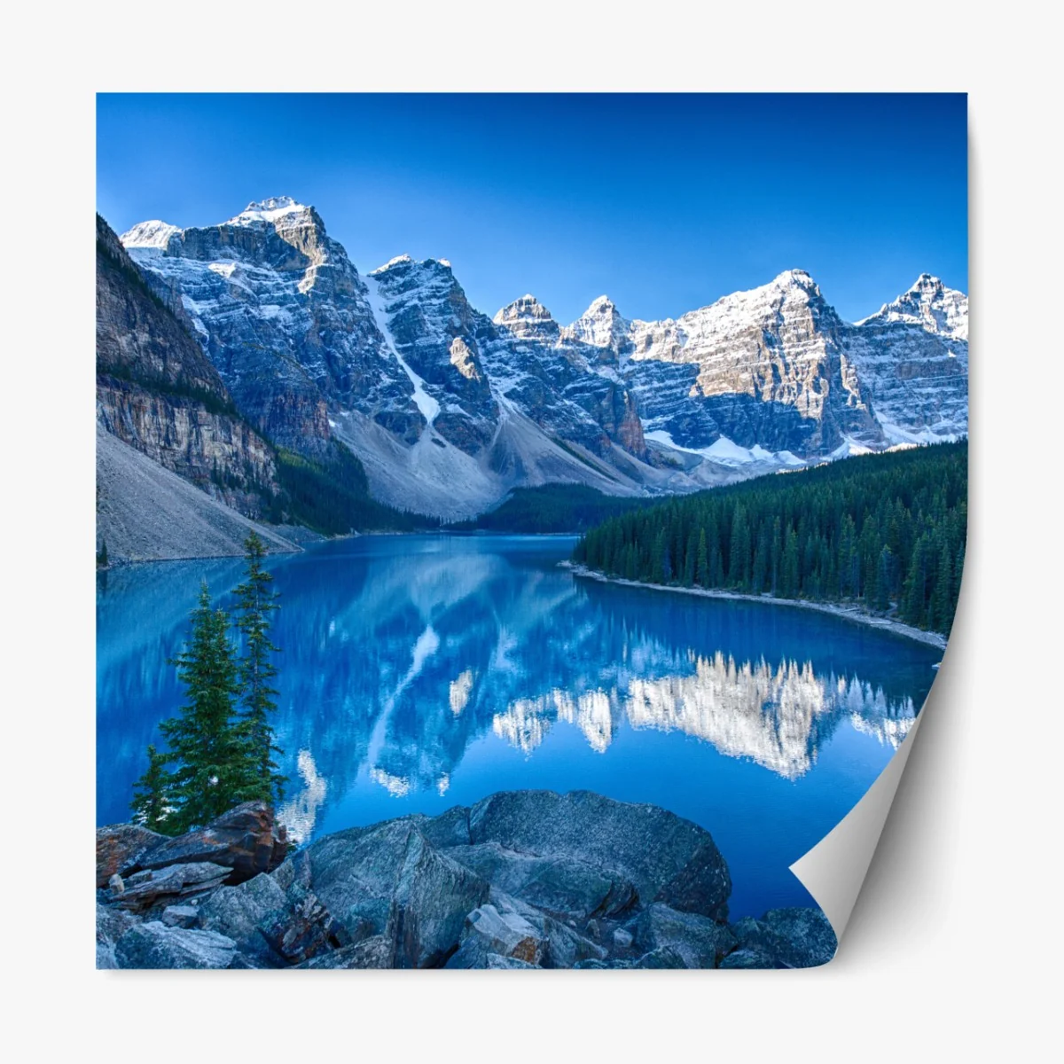 Repositionierbarer Aufkleber ruhiger bergsee mit spiegelung – Wallnifity® Repositionierbarer Aufkleber ruhiger bergsee mit spiegelung – Wallnifity®