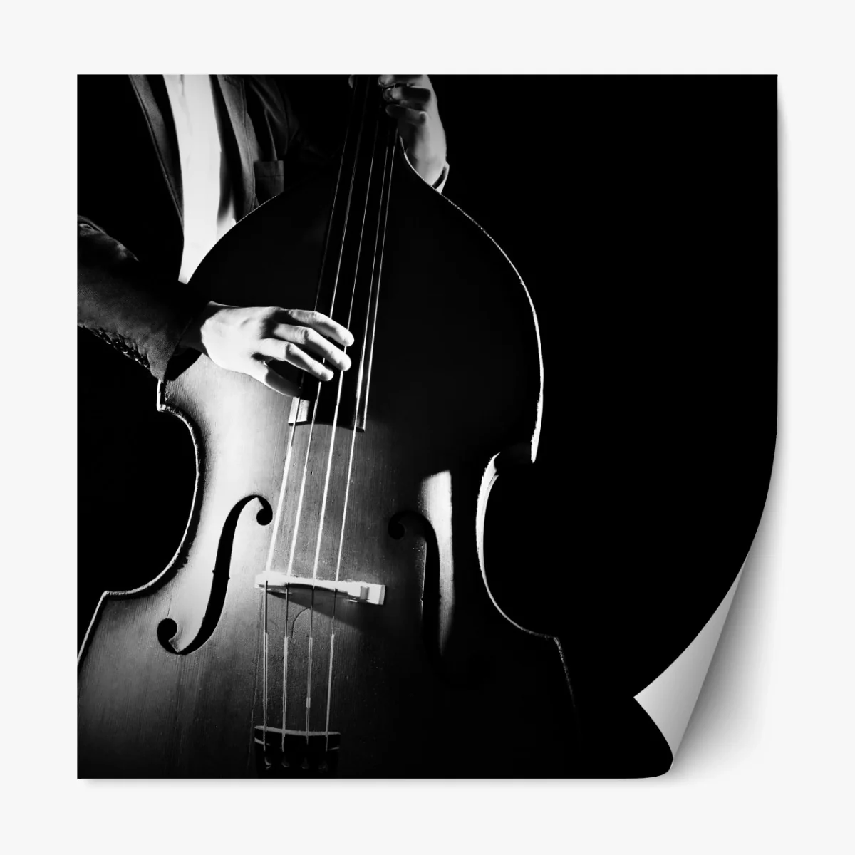 Repositionierbarer Aufkleber kontrabassist im dramatischen licht – Wallnifity® Repositionierbarer Aufkleber kontrabassist im dramatischen licht – Wallnifity®