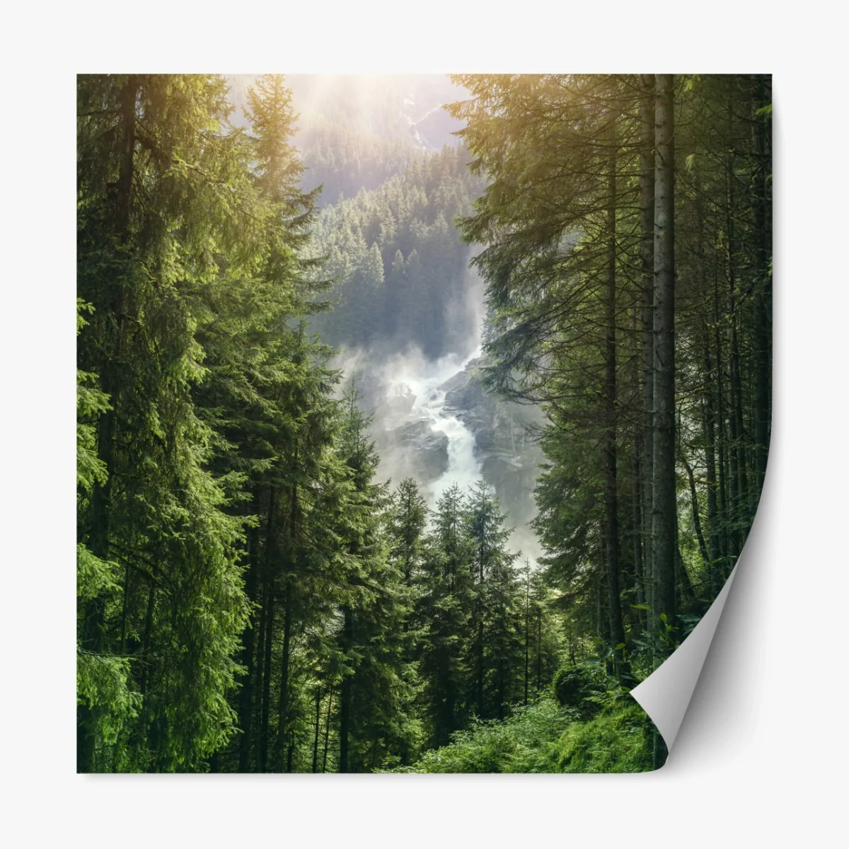 Repositionierbarer Aufkleber Krimml wasserfall im üppigen alpinen wald – Wallnifity® Repositionierbarer Aufkleber Krimml wasserfall im üppigen alpinen wald – Wallnifity®