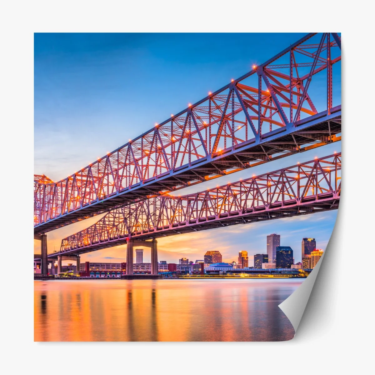Repositionierbarer Aufkleber Crescent City Connection brücke bei sonnenuntergang, New Orleans – Wallnifity® Repositionierbarer Aufkleber Crescent City Connection brücke bei sonnenuntergang, New Orleans – Wallnifity®