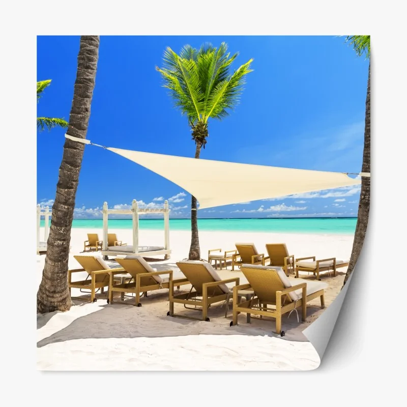 Repositionierbarer Aufkleber ruhiger strand in Cap Cana, Dominikanische Republik