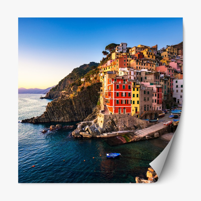 Repositionierbarer Aufkleber wintermorgen über dem verschneiten bergsee – Wallnifity®