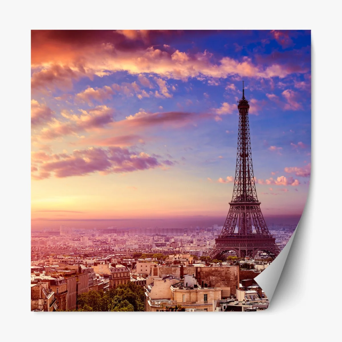 Repositionierbarer Aufkleber sonnenuntergang über dem Eiffelturm – Wallnifity® Repositionierbarer Aufkleber sonnenuntergang über dem Eiffelturm – Wallnifity®