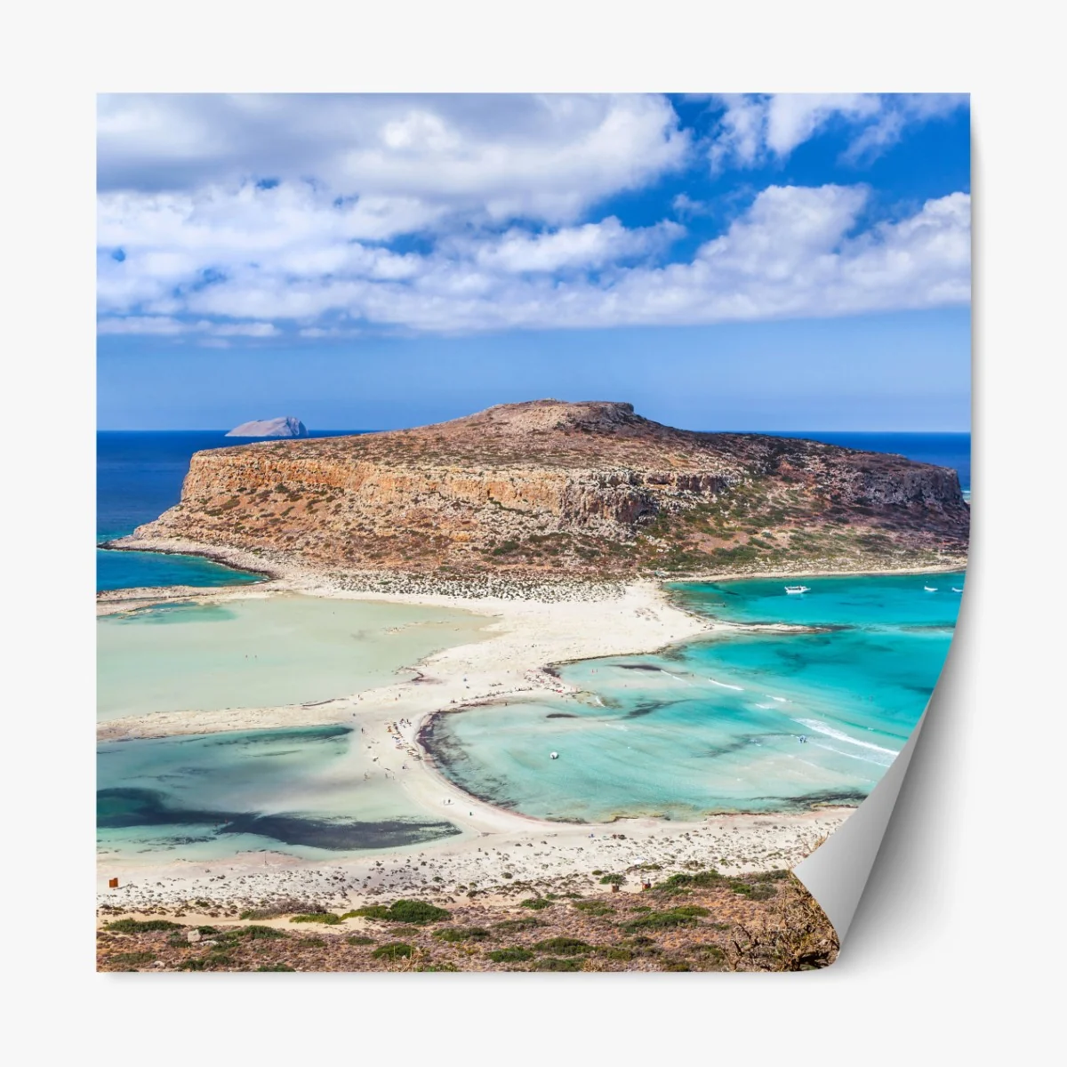 Repositionierbarer Aufkleber türkise lagune mit insel und sandstrand – Wallnifity® Repositionierbarer Aufkleber türkise lagune mit insel und sandstrand – Wallnifity®