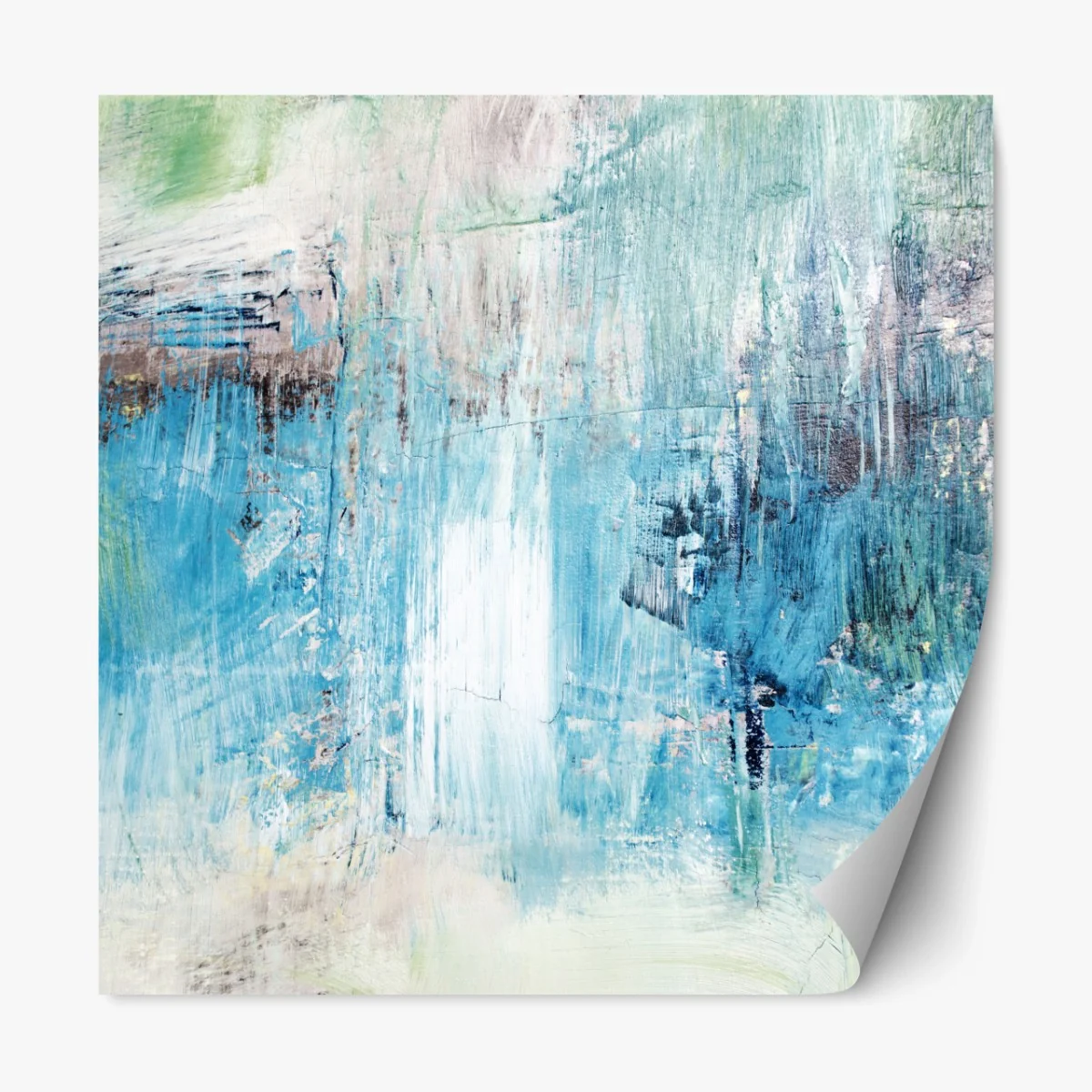 Repositionierbarer Aufkleber türkis abstrakte ölstruktur – Wallnifity® Repositionierbarer Aufkleber türkis abstrakte ölstruktur – Wallnifity®