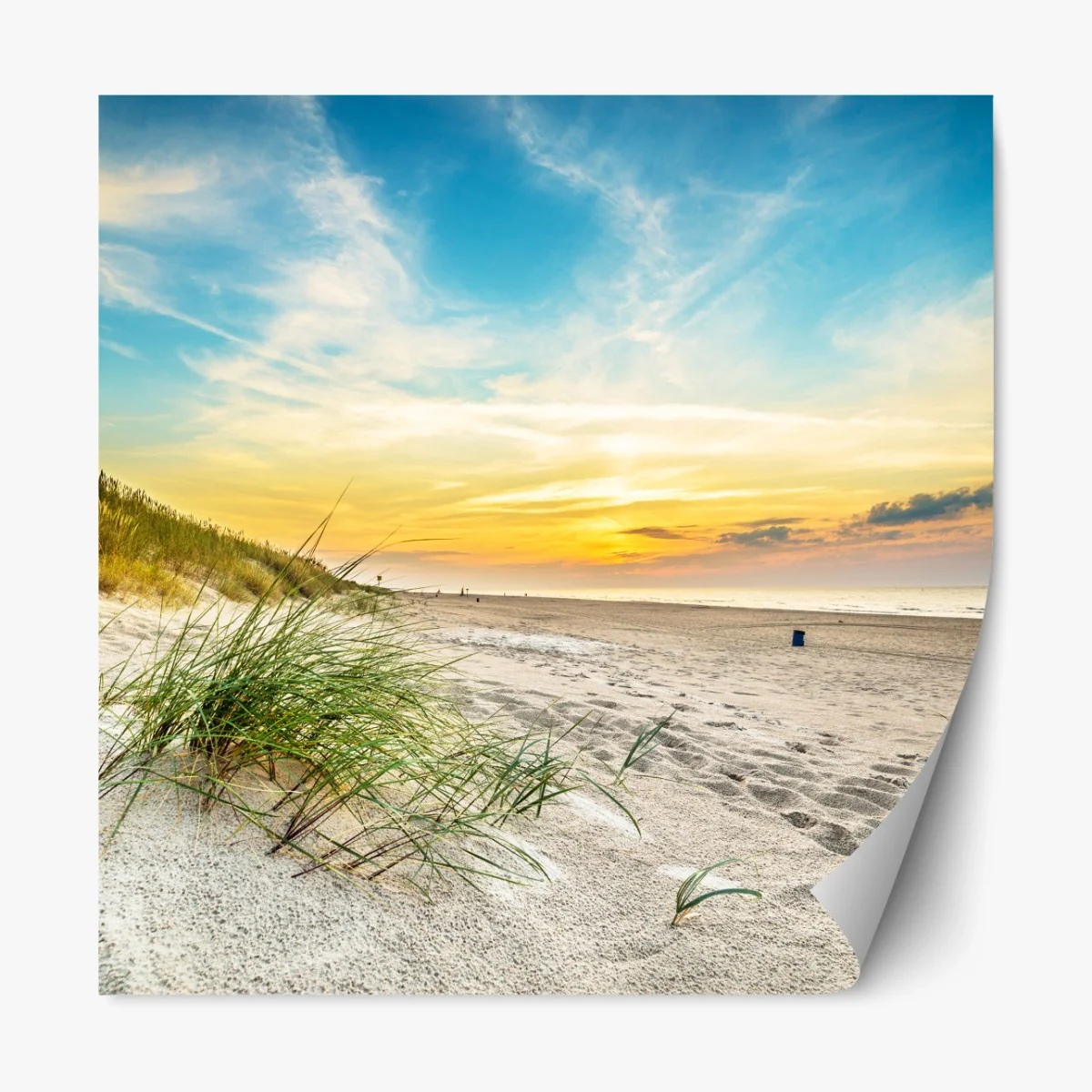 Repositionierbarer Aufkleber sonnenuntergang über ruhigen dünen – Wallnifity®