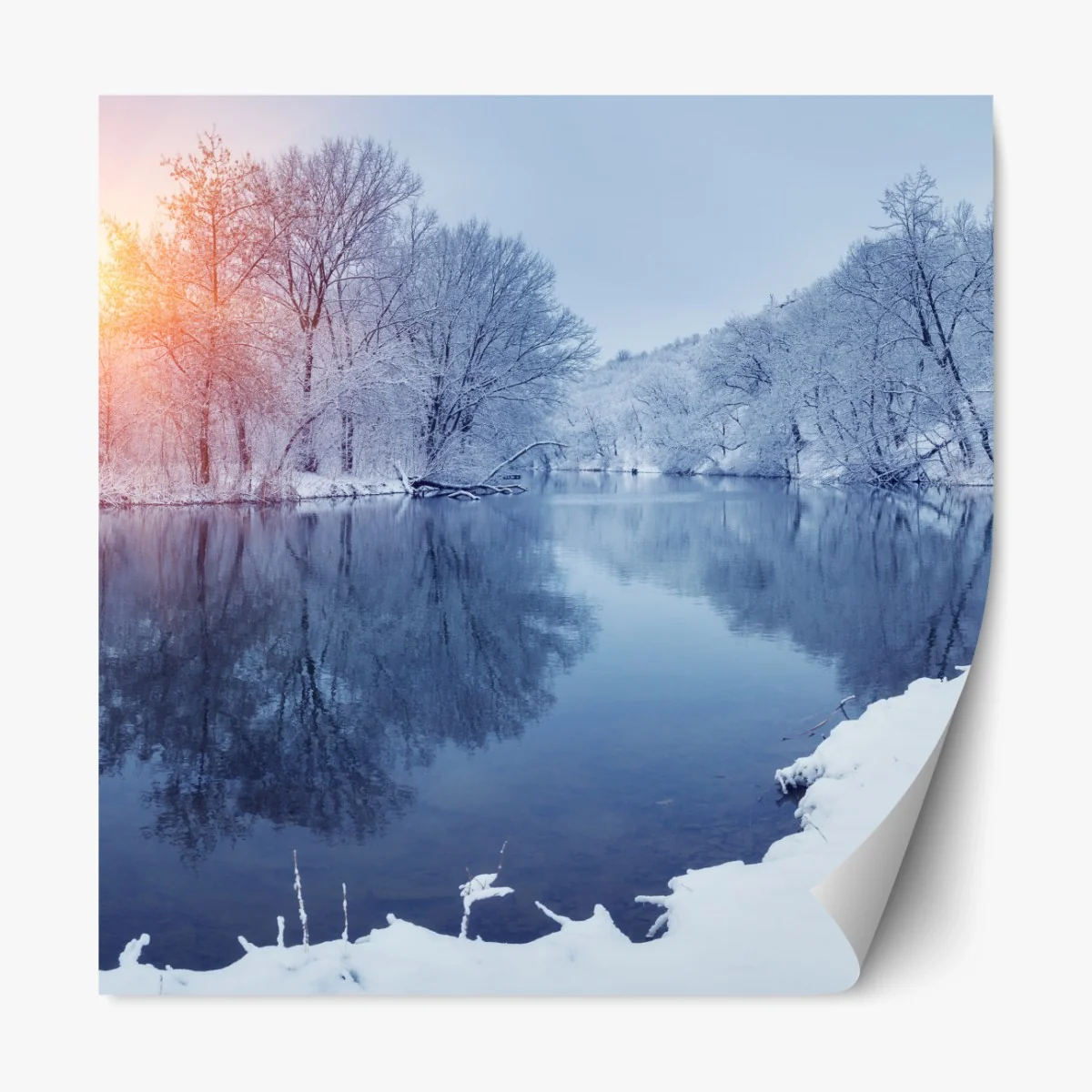 Repositionierbarer Aufkleber winterliche flusslandschaft bei sonnenuntergang – Wallnifity® Repositionierbarer Aufkleber winterliche flusslandschaft bei sonnenuntergang – Wallnifity®