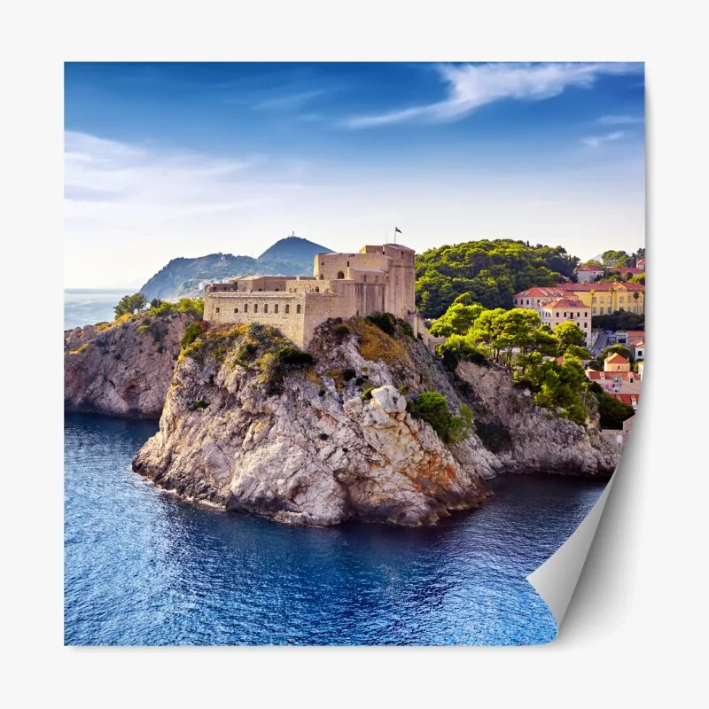 Repositionierbarer Aufkleber üppiger wasserfall und türkise seen – Wallnifity®