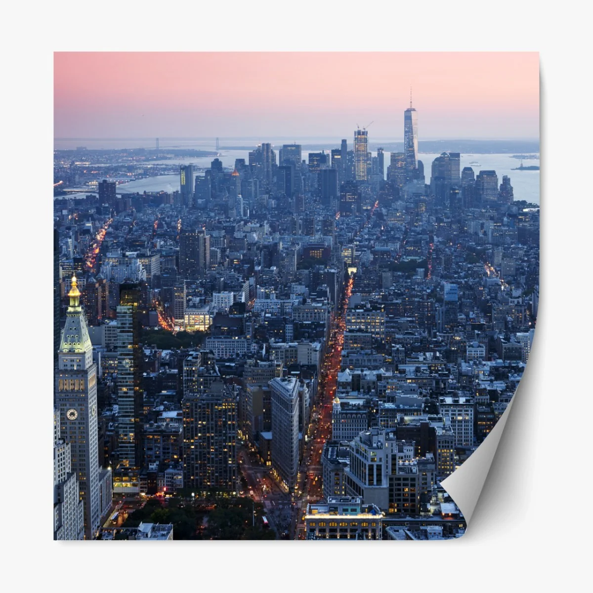 Repositionierbarer Aufkleber sonnenuntergang über Manhattan skyline – Wallnifity® Repositionierbarer Aufkleber sonnenuntergang über Manhattan skyline – Wallnifity®