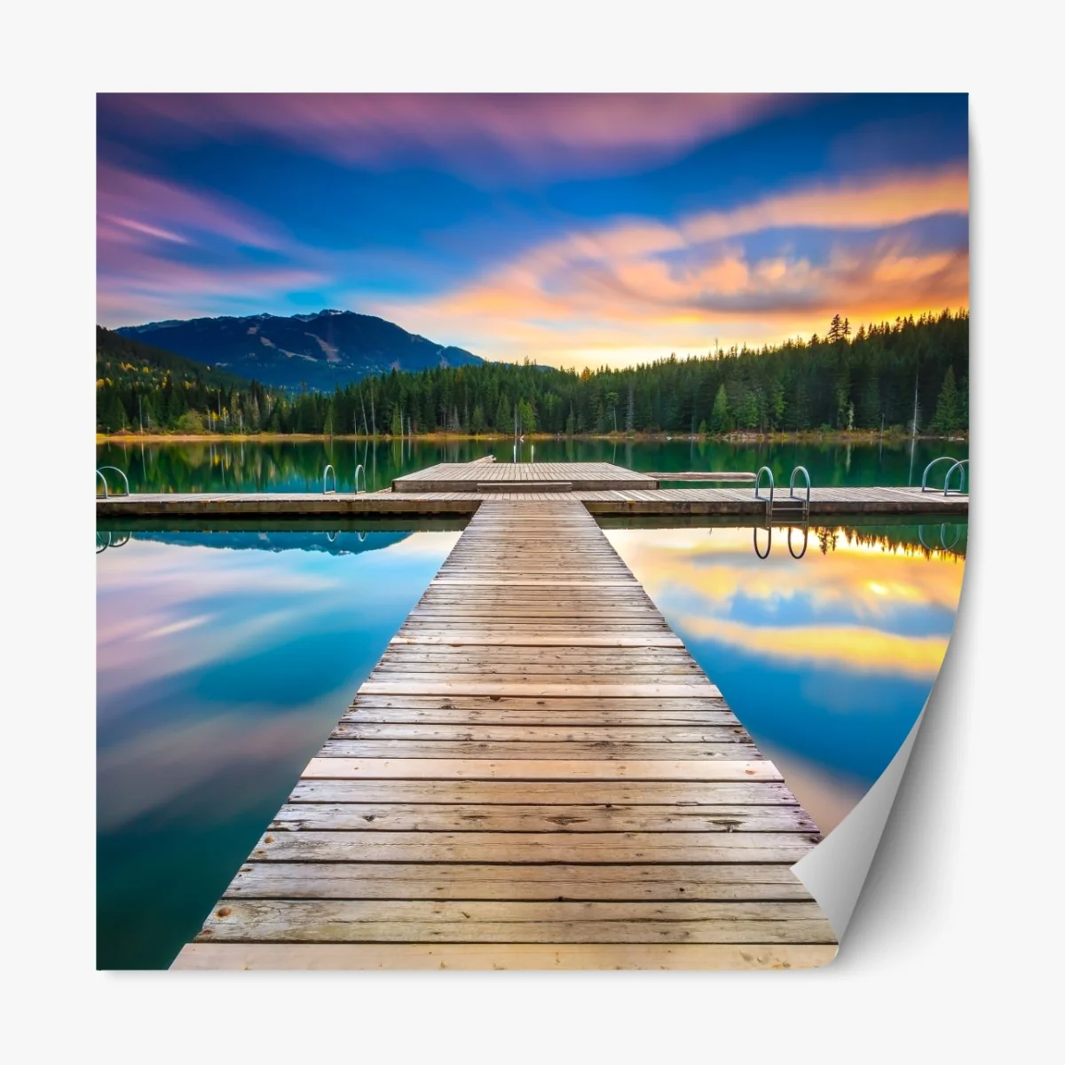 Repositionierbarer Aufkleber ruhiger bergsee im sonnenuntergang – Wallnifity® Repositionierbarer Aufkleber ruhiger bergsee im sonnenuntergang – Wallnifity®