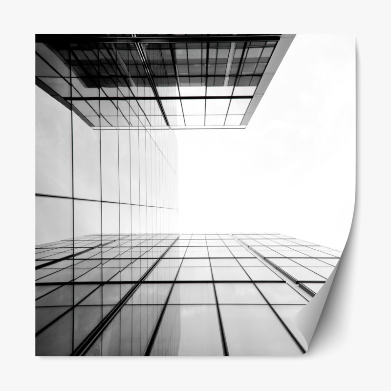 Repositionierbarer Aufkleber minimalistische glasfassade perspektive