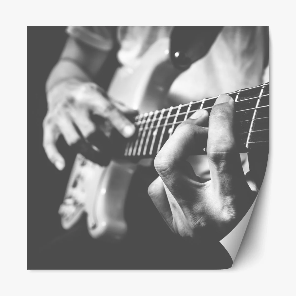 Repositionierbarer Aufkleber monochrome gitarre nahaufnahme – Wallnifity® Repositionierbarer Aufkleber monochrome gitarre nahaufnahme – Wallnifity®