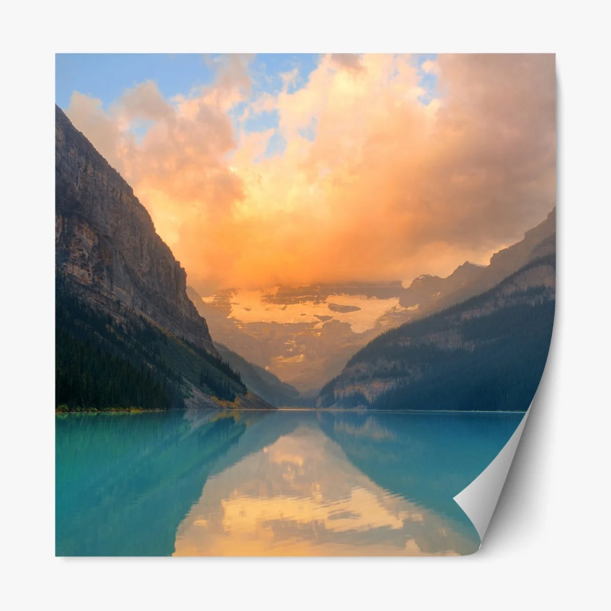 Repositionierbarer Aufkleber sonnenaufgang über Lake Louise, Banff – Wallnifity® Repositionierbarer Aufkleber sonnenaufgang über Lake Louise, Banff – Wallnifity®