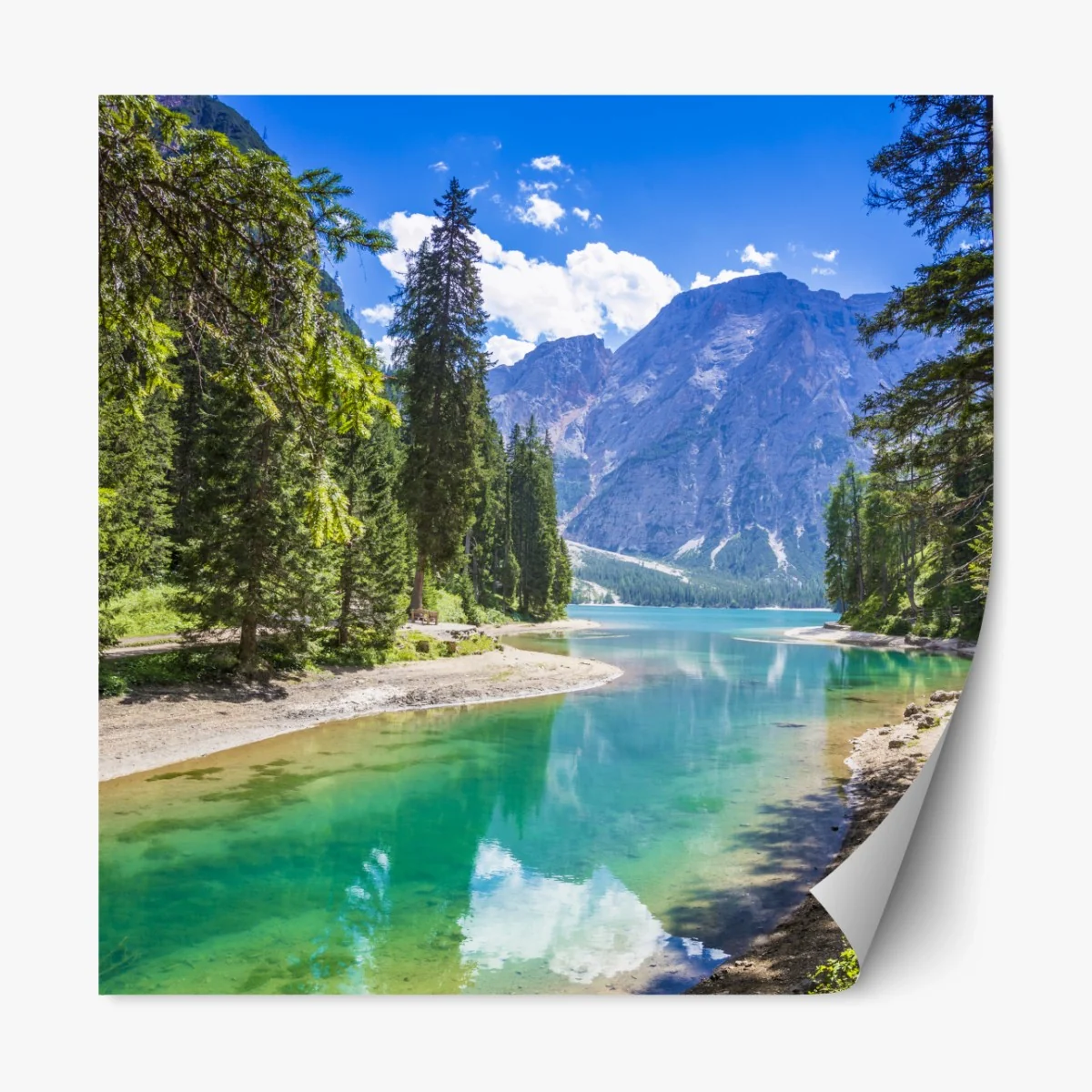 Repositionierbarer Aufkleber Pragser Wildsee türkisblauer bergsee – Wallnifity® Repositionierbarer Aufkleber Pragser Wildsee türkisblauer bergsee – Wallnifity®