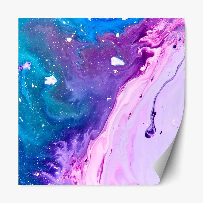 Repositionierbarer Aufkleber lebendige blau-violette abstrakte acrylmalerei