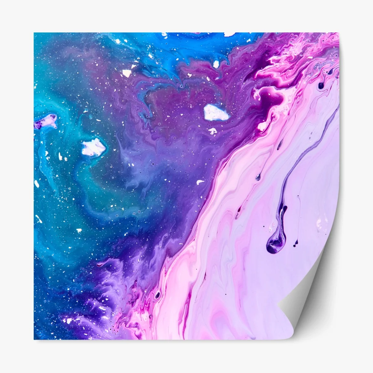 Repositionierbarer Aufkleber lebendige blau-violette abstrakte acrylmalerei – Wallnifity®