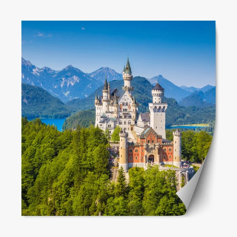 Repositionierbarer Aufkleber üppiger nebliger waldpfad – Wallnifity®